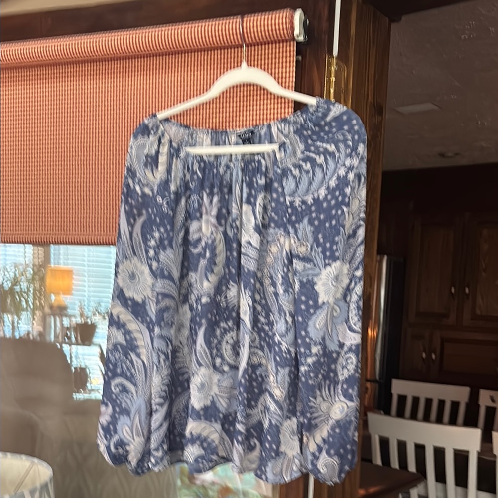 Blue and White Paisley Blouse